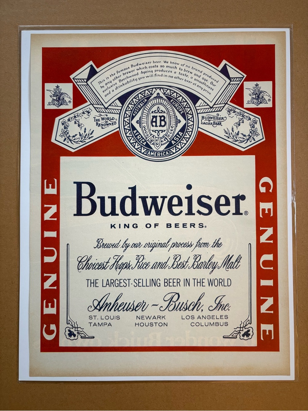 1968 Budweiser King of Beers Original Vintage Magazine Ad Anheuser-Busch Beer
